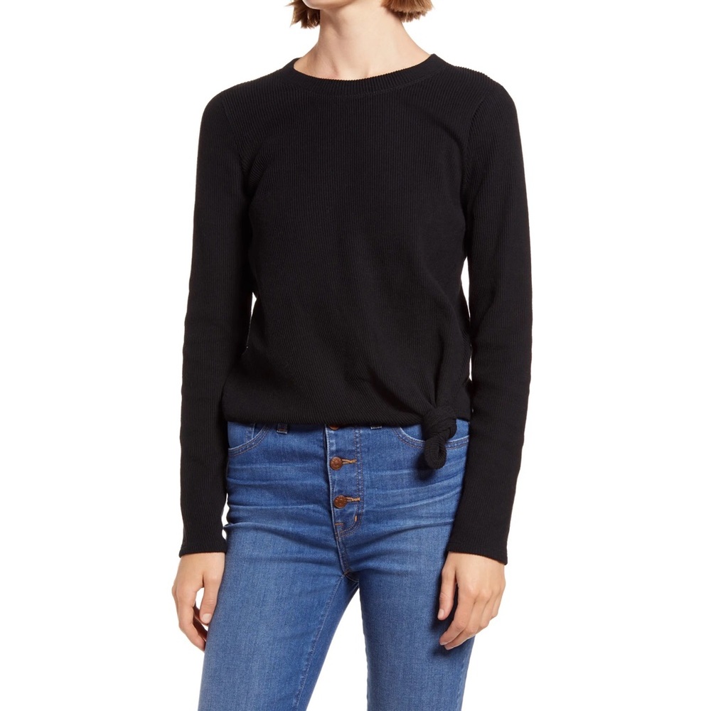 Madewell True Black Elwood Knot Front Top, XXS